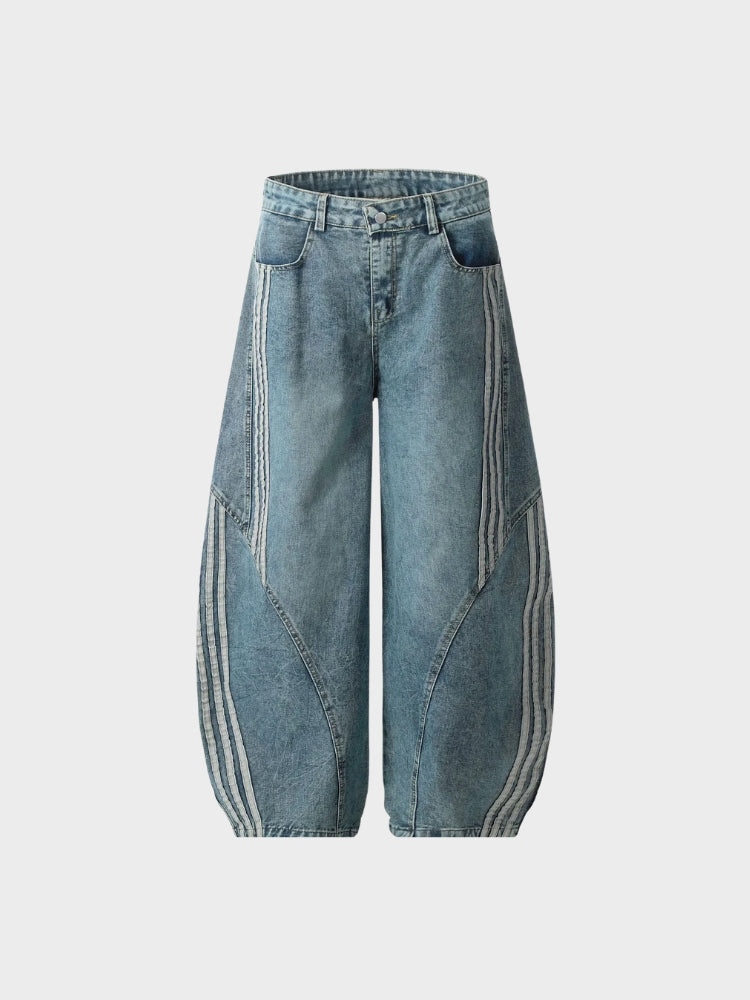 DCRB Striped Barrel Denim Jeans