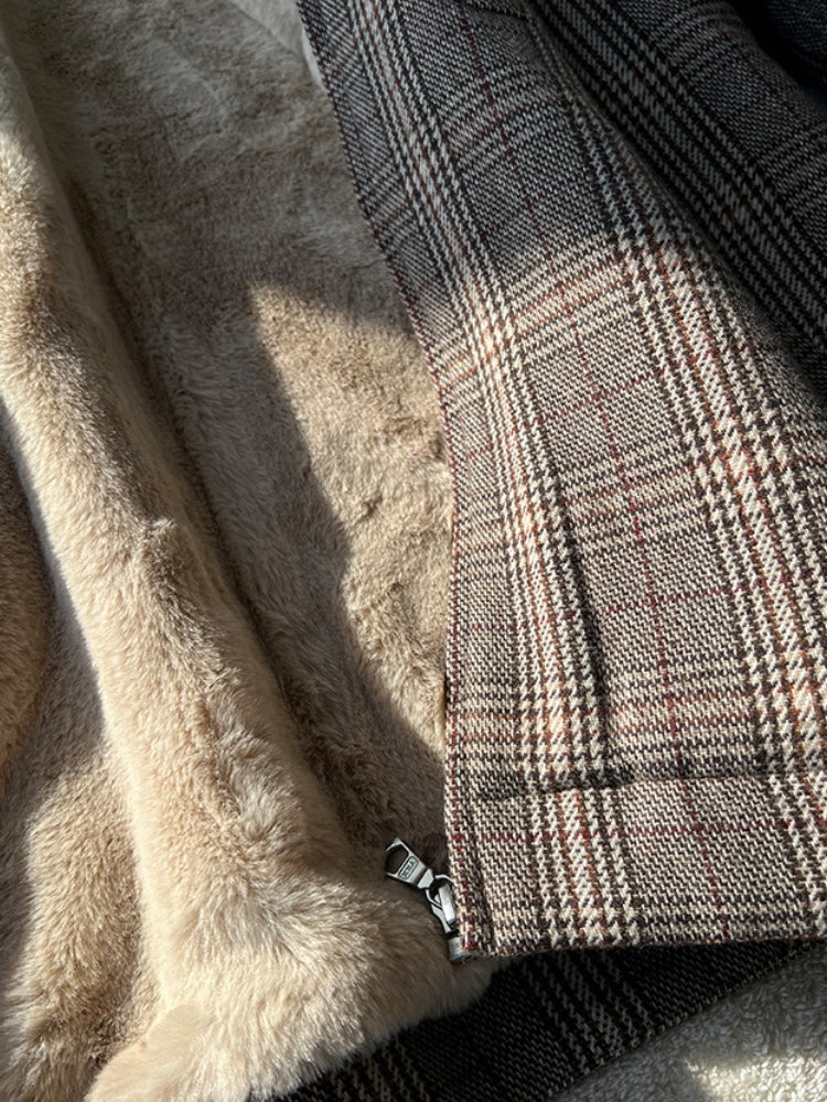 DCRB Checkered Jacket with Inside Faux Fur