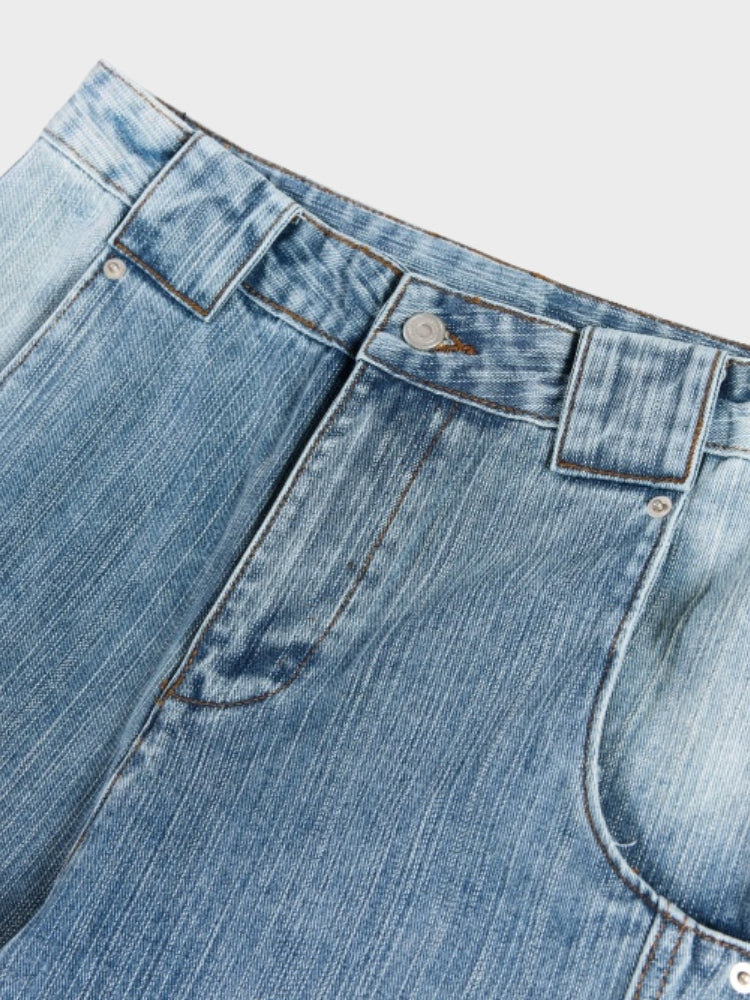 DCRB Baggy Washed Flower Denim Jeans