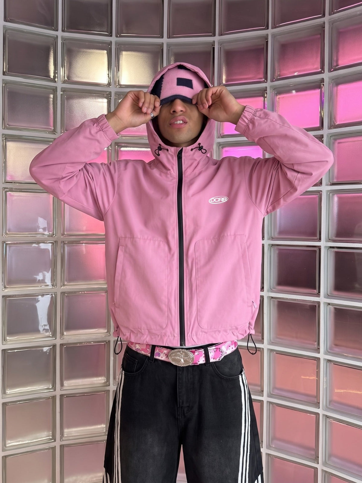 DCRB Pink Water Reactive Cheetah Rain Jacket