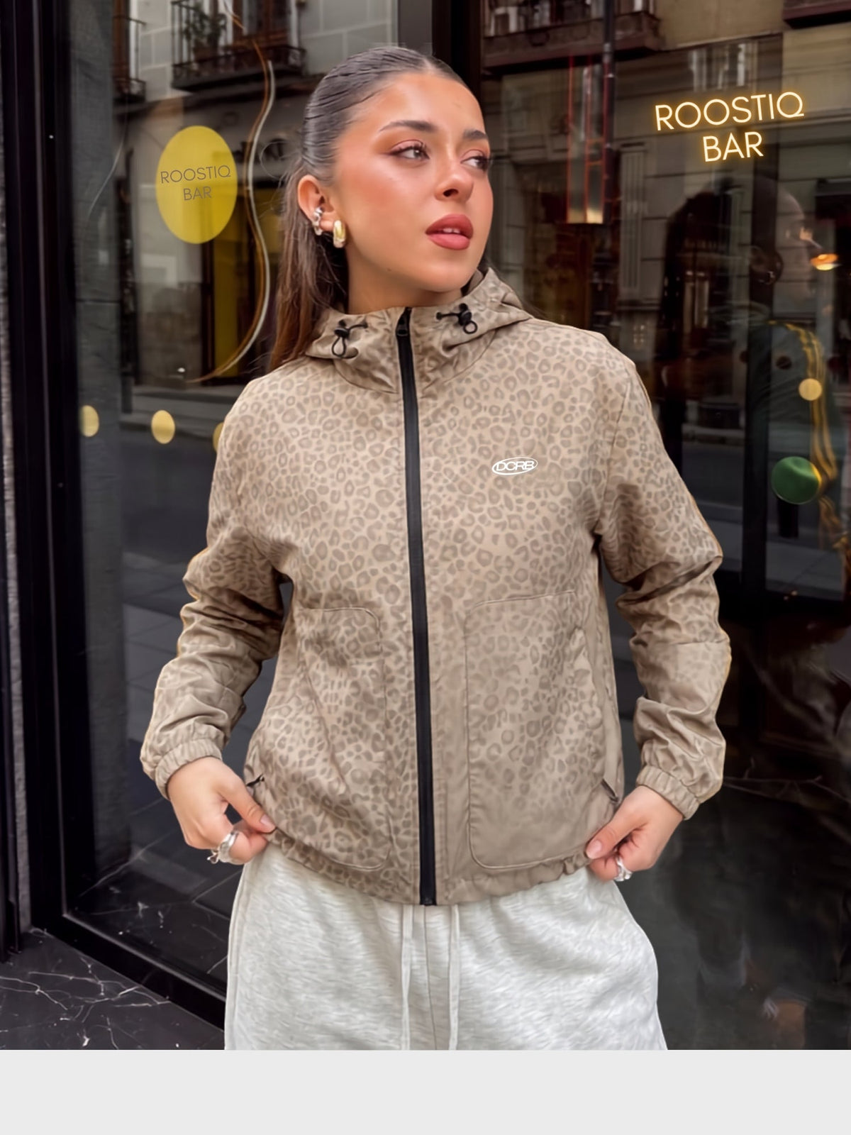 DCRB Pink Water Reactive Cheetah Rain Jacket