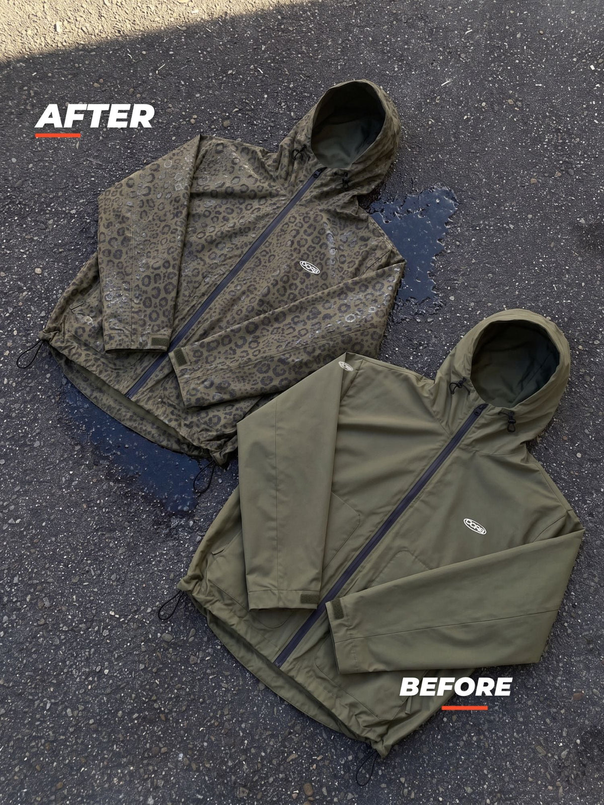 DCRB Black Water Reactive Cheetah Rain Jacket