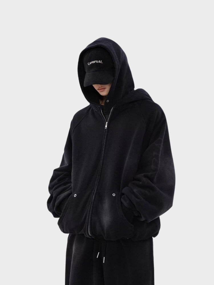 DCRB Distressed Material Zip-Up