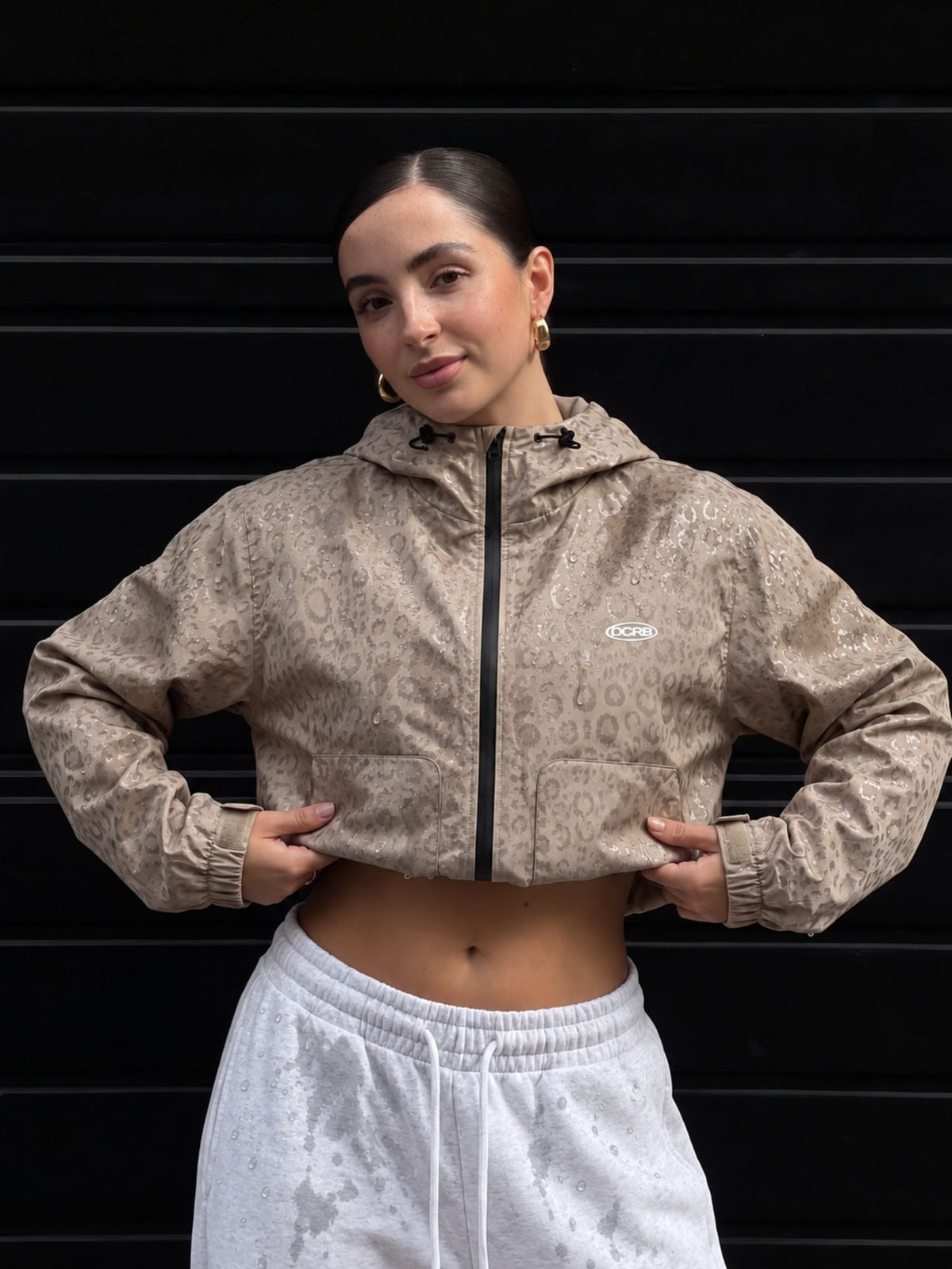DCRB Dark Green Water Reactive Cheetah Rain Jacket