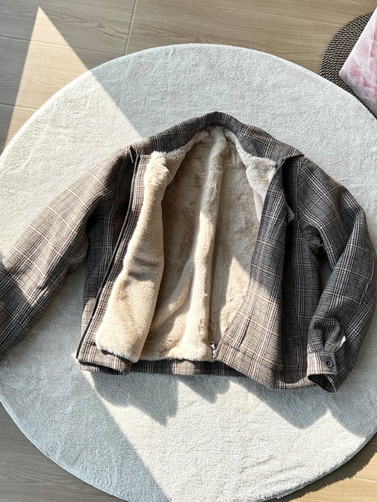 DCRB Checkered Jacket with Inside Faux Fur