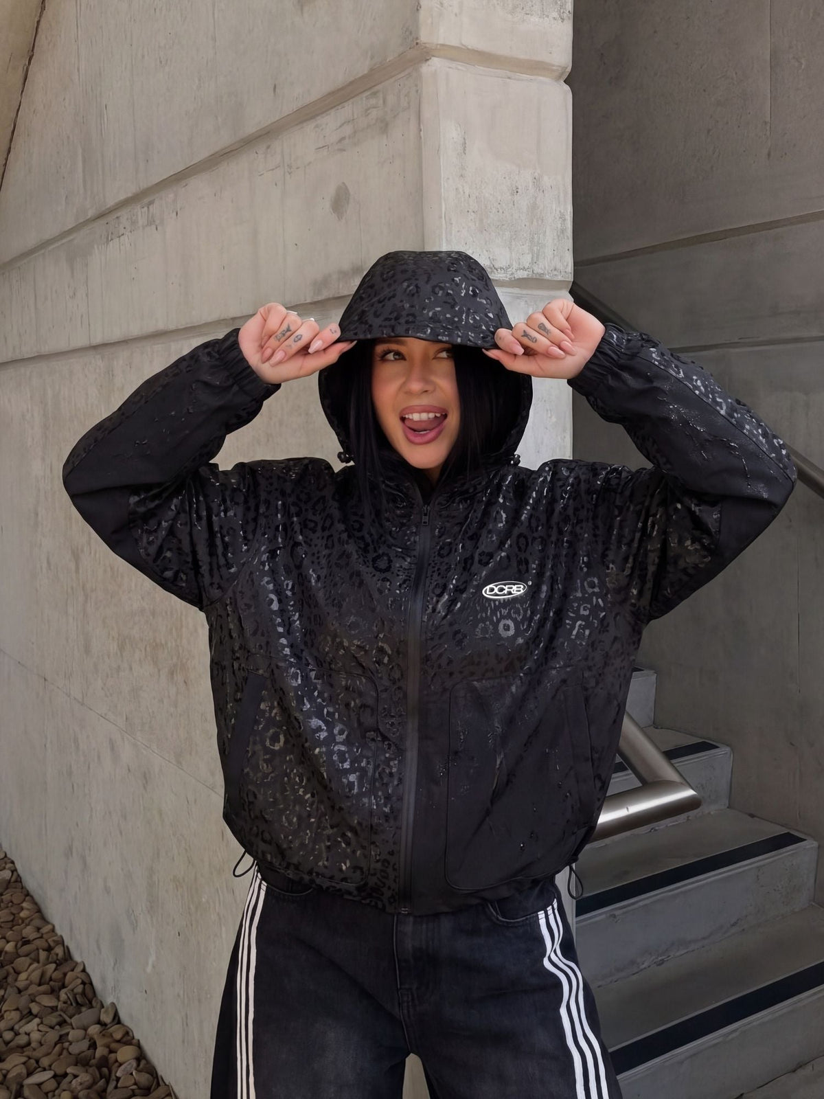 DCRB Black Water Reactive Cheetah Rain Jacket