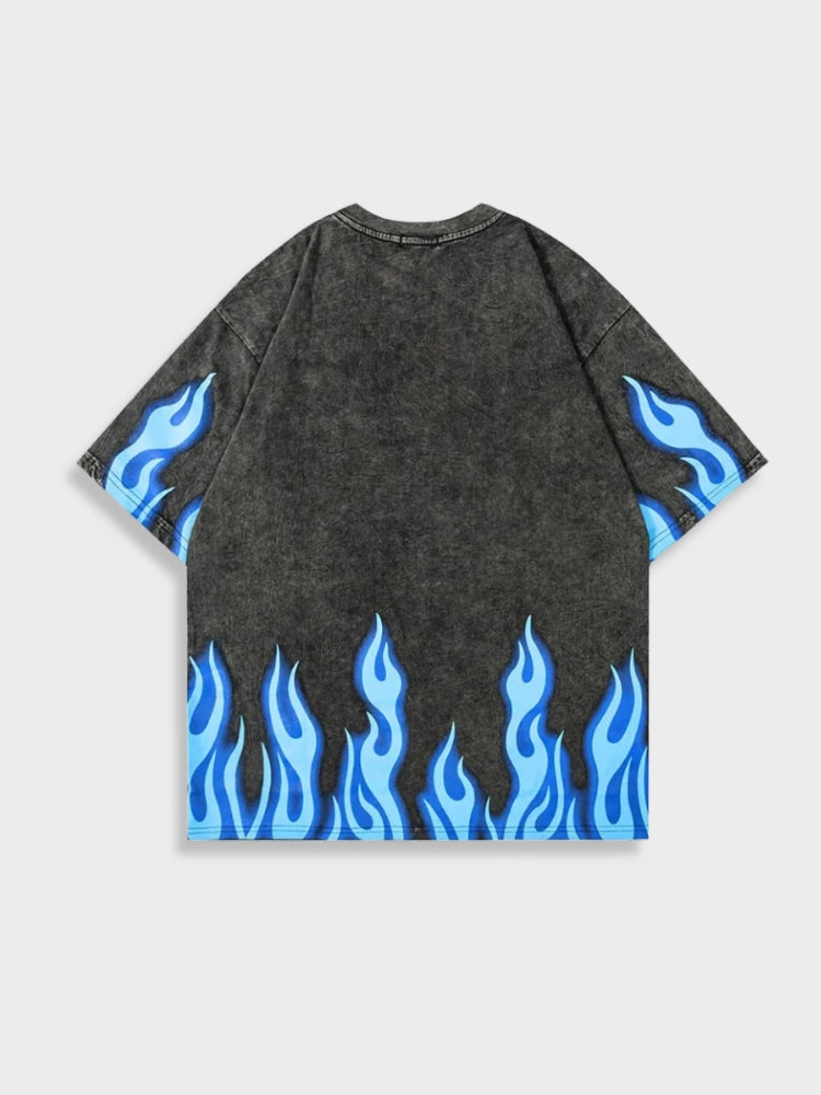 Blue Washed Flames Tee