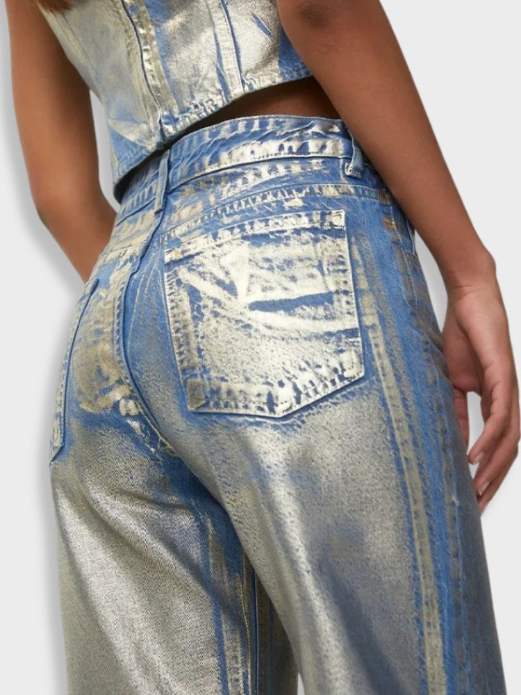 Metallic Washed Vintage Denim