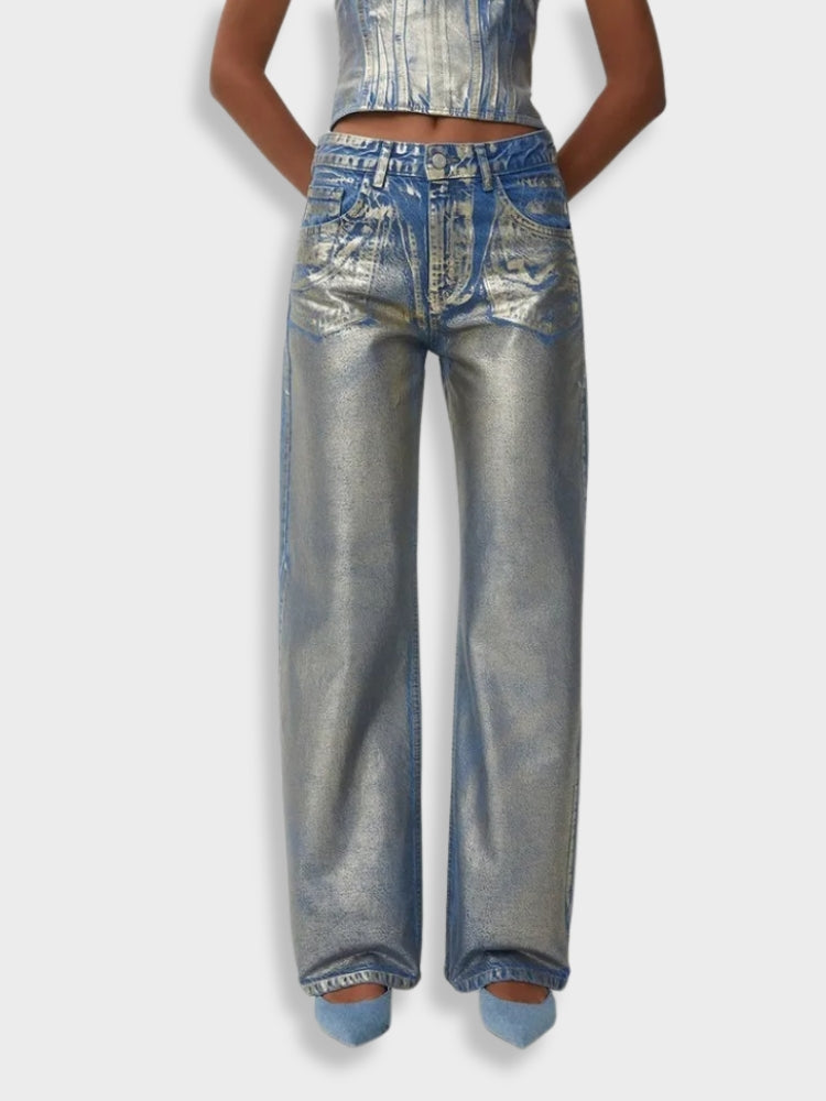 Metallic Washed Vintage Denim