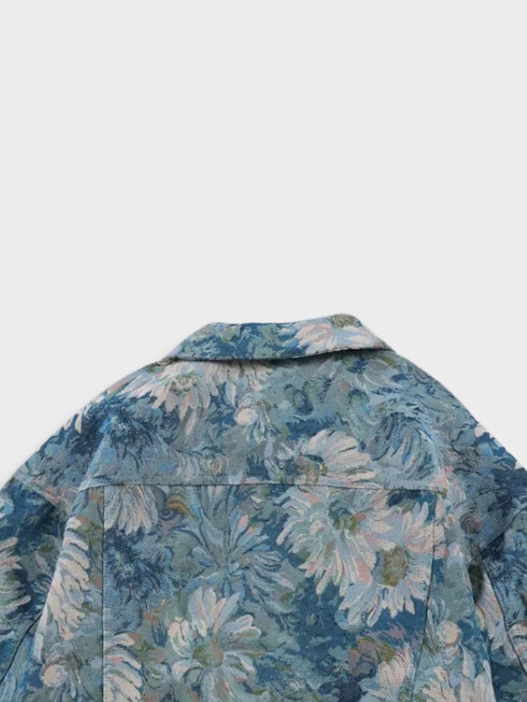 Oil Painted Flower Denim Jacket