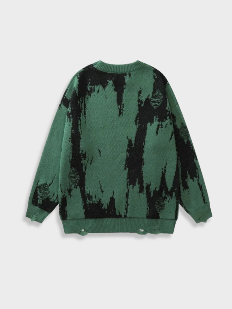 Graffiti Ripped Loose Sweater