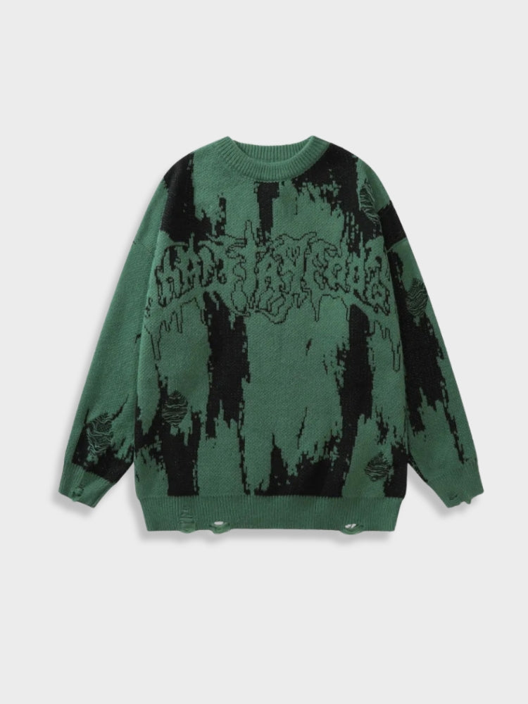 Graffiti Ripped Loose Sweater