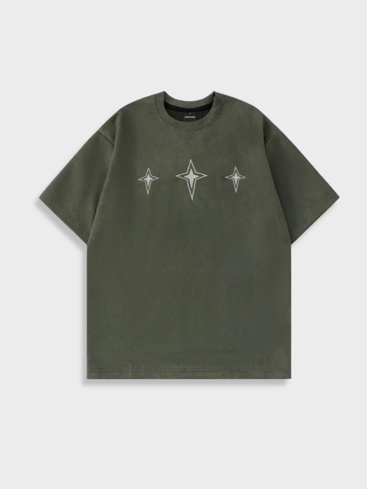 Suede Embroied Star Tee