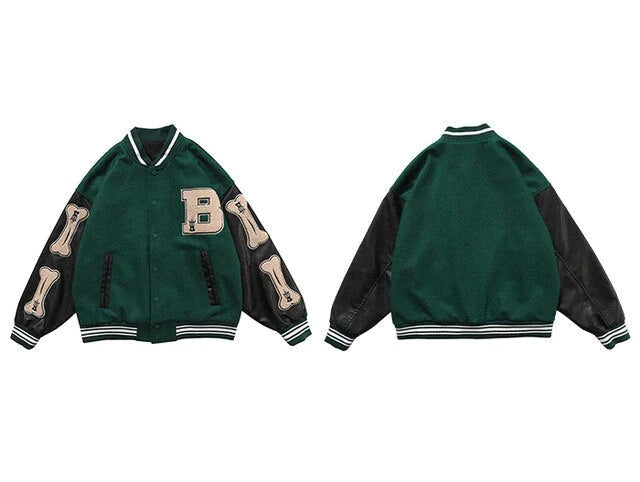 Vintage Varsity Jacket Bone Green